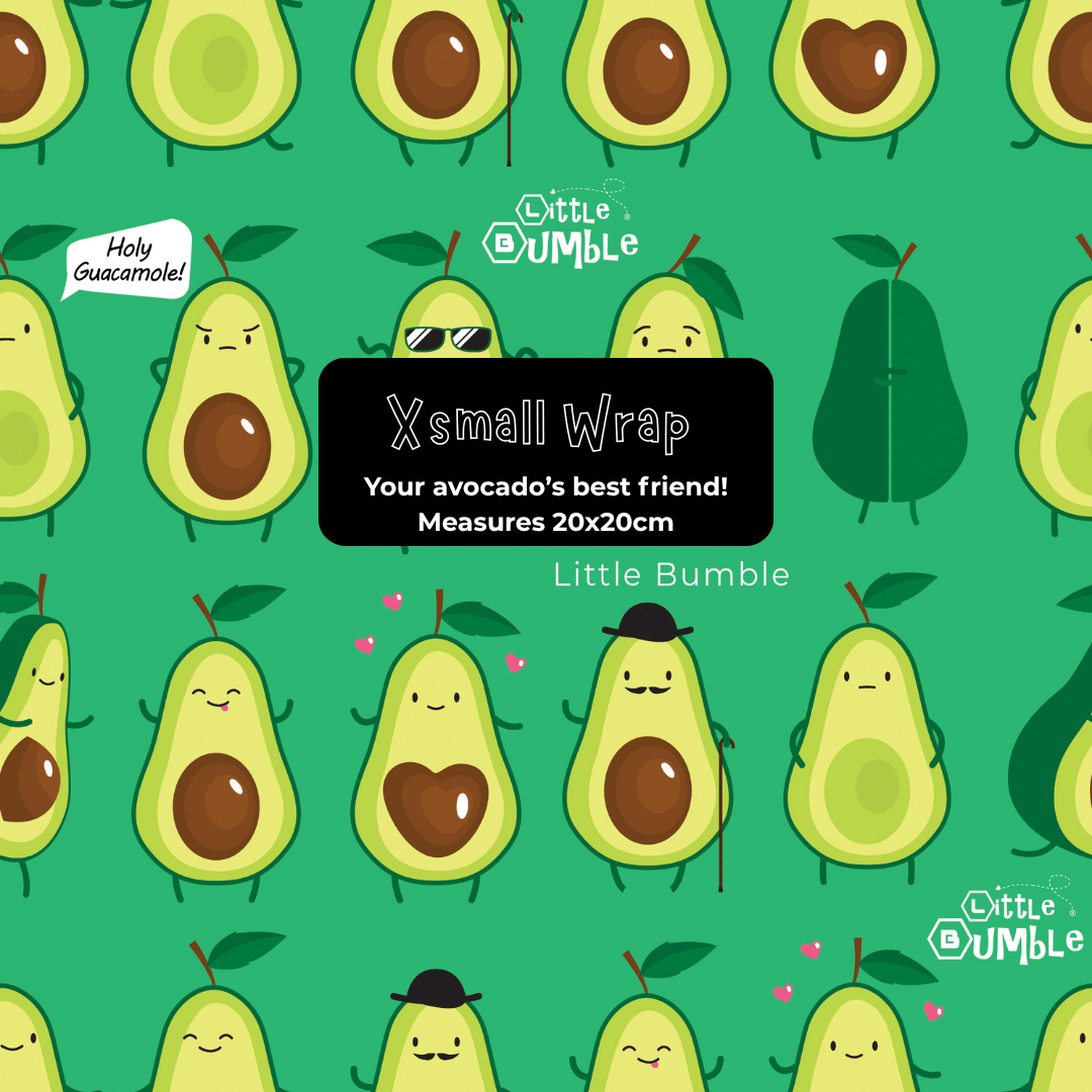 Limited Edition Avocado Xsmall Beeswax Wrap 20x20cm - ideal for avocados and to cover cut veggies & small bowls - Little Bumble Reusable Food Wraps