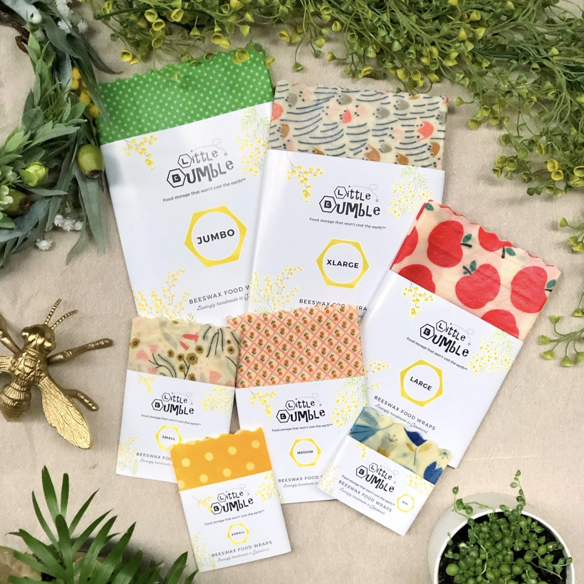 Small Beeswax Wrap 25x25cm - cover small cheese blocks, muffins, small vegetables & bowls - Little Bumble Reusable Food Wraps