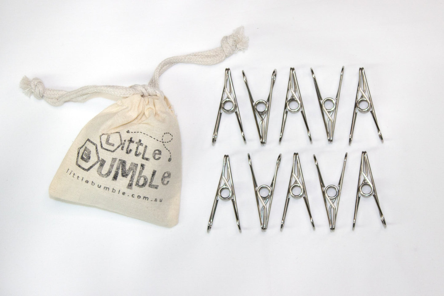 Stainless Steel Clothes Pegs (Marine Grade 316) - Set of 10 - Little Bumble Reusable Food Wraps