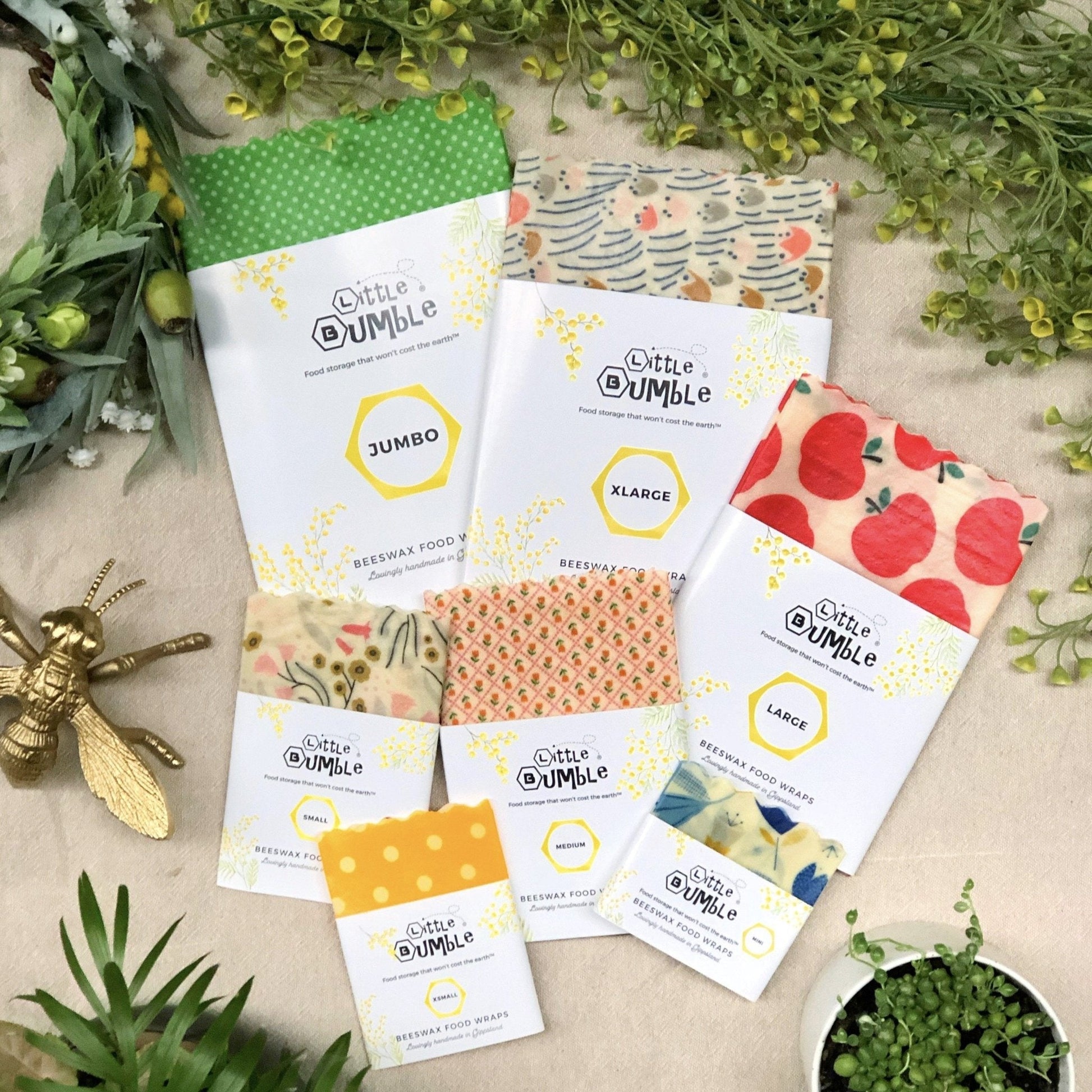 CLEARANCE Small Beeswax Wrap 25x25cm - cover small cheese blocks, muffins, small vegetables & bowls - Little Bumble Reusable Food Wraps