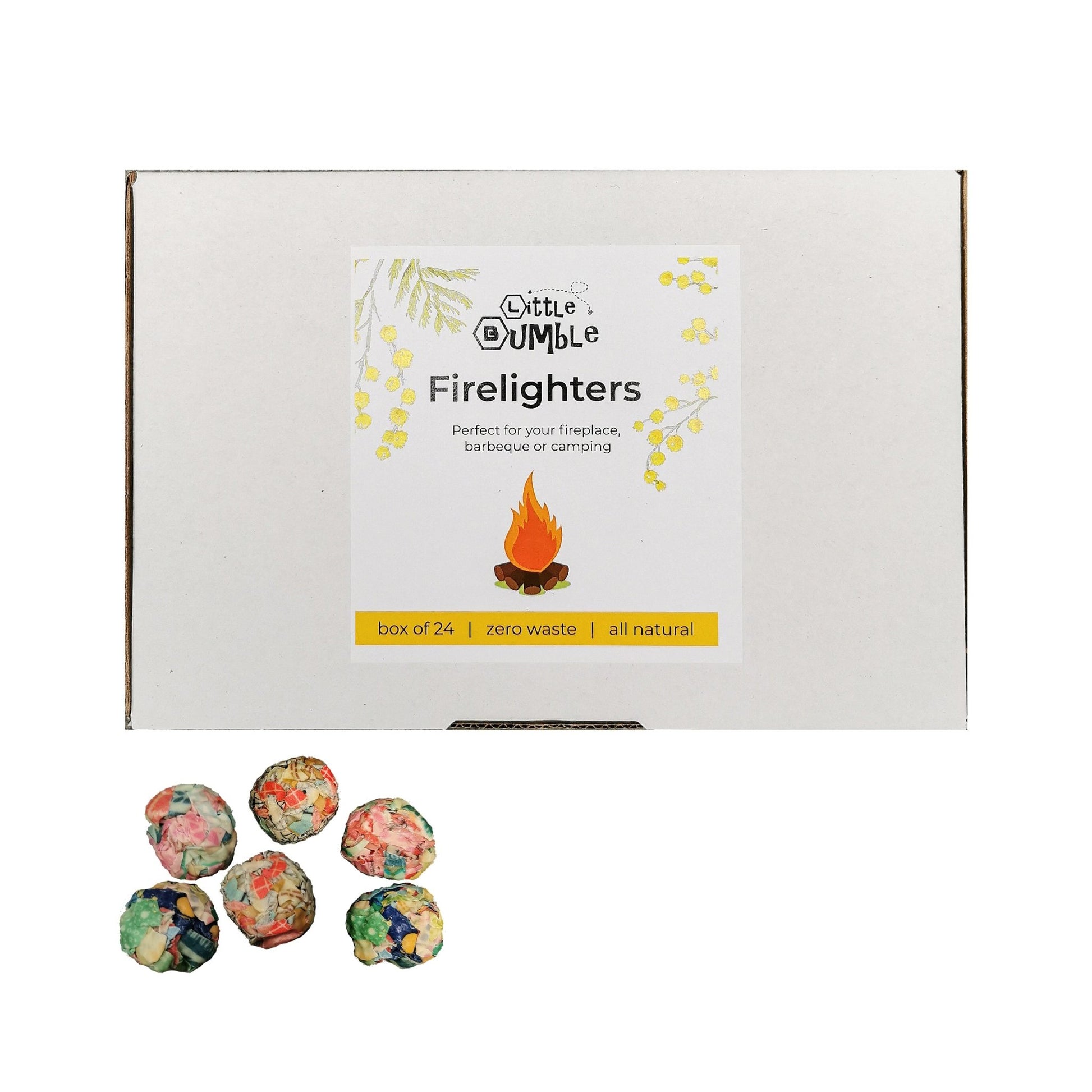 All Natural, Zero Waste Firelighters Box of 24 - Little Bumble Reusable Food Wraps